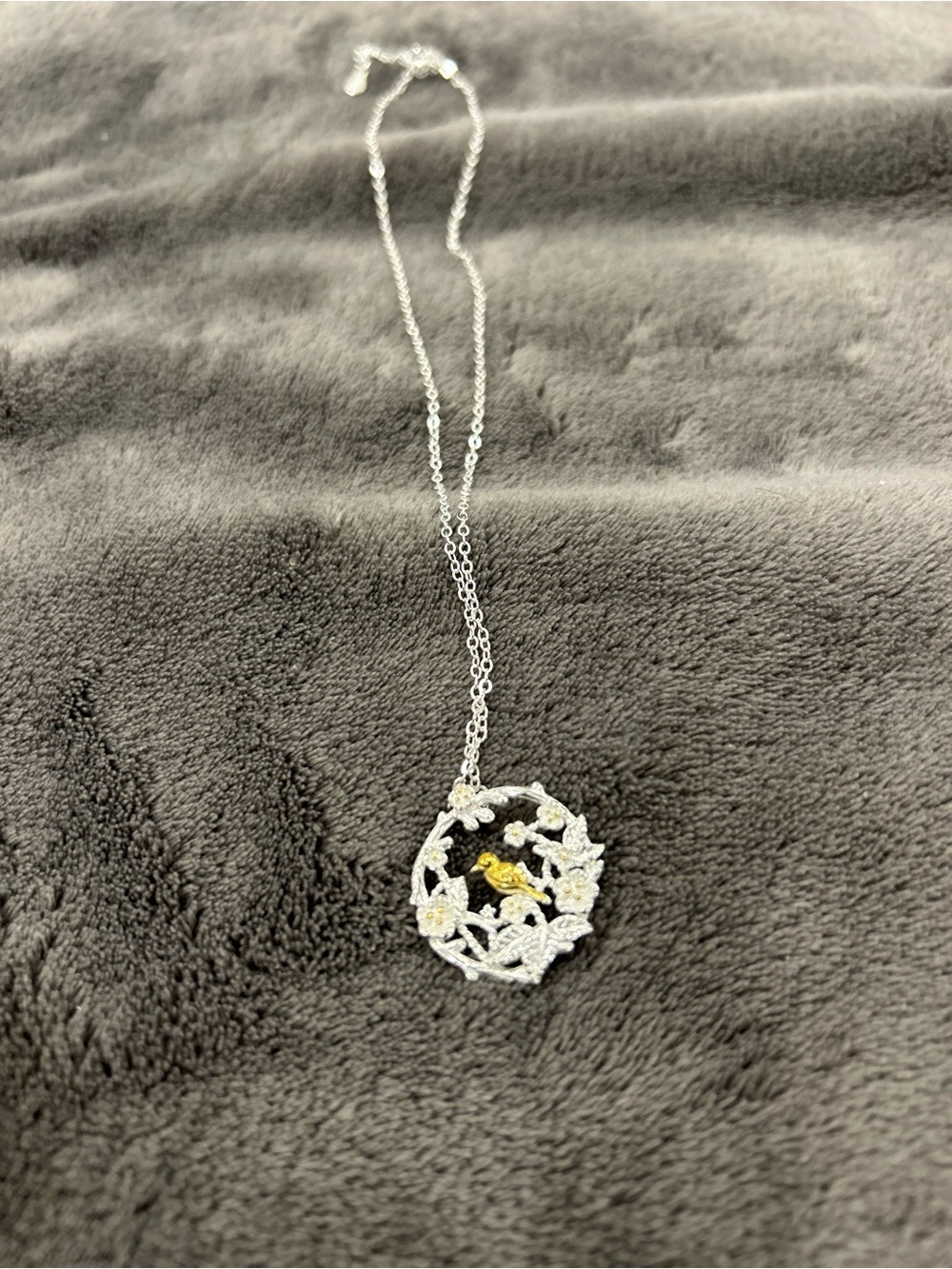 Women's sterling silver Floral Pendant Necklace with Gold Accent